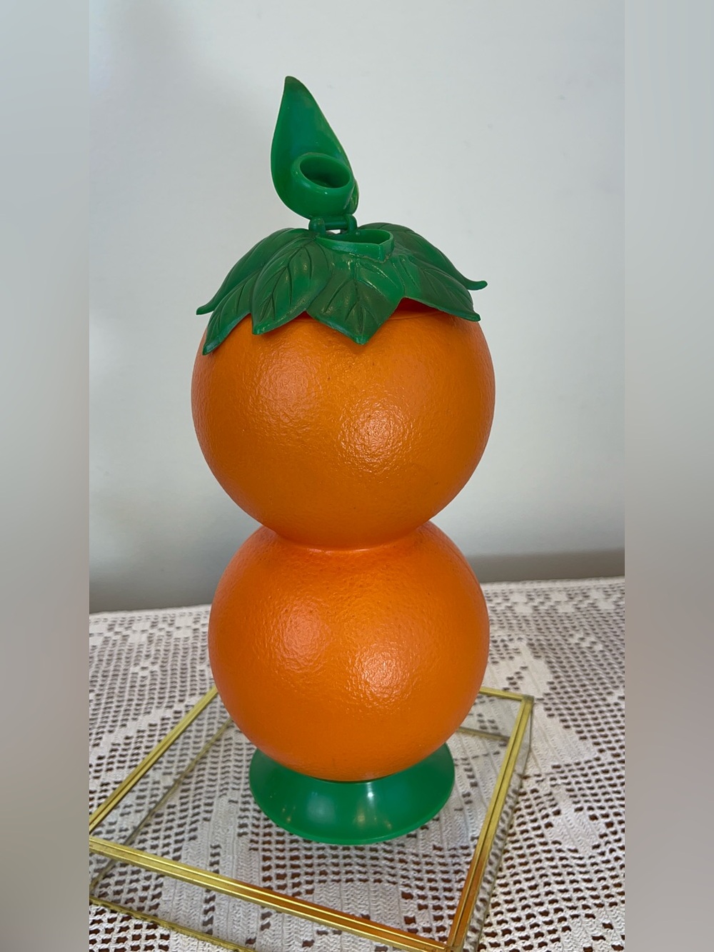Vintage Double Orange Shape Juice Jug Plastic Blowmold Bottle 1970's